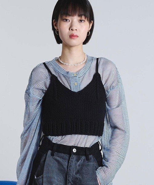 ROSE BUD(ローズバッド)の「(mici)KNIT BUSTIER(ニット/セーター・レディース・ブラック/ライトグリーン・ONE SIZE)」の3枚目の写真