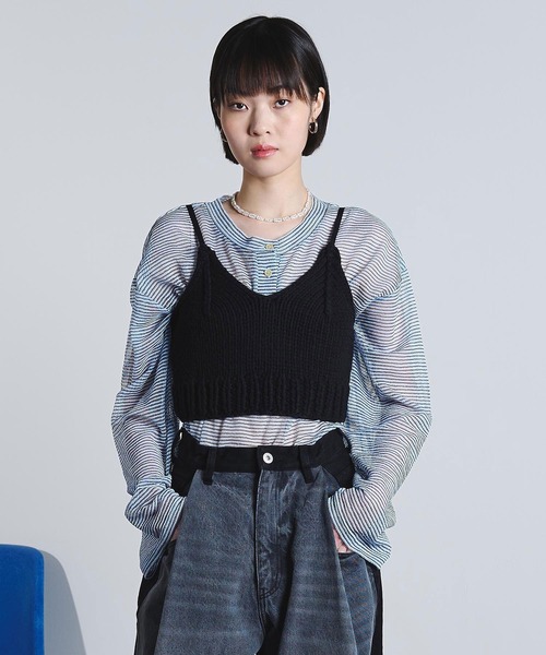 ROSE BUD(ローズバッド)の「(mici)KNIT BUSTIER(ニット/セーター・レディース・ブラック/ライトグリーン・ONE SIZE)」の4枚目の写真
