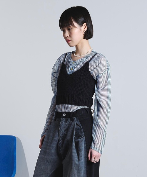 ROSE BUD(ローズバッド)の「(mici)KNIT BUSTIER(ニット/セーター・レディース・ブラック/ライトグリーン・ONE SIZE)」の5枚目の写真