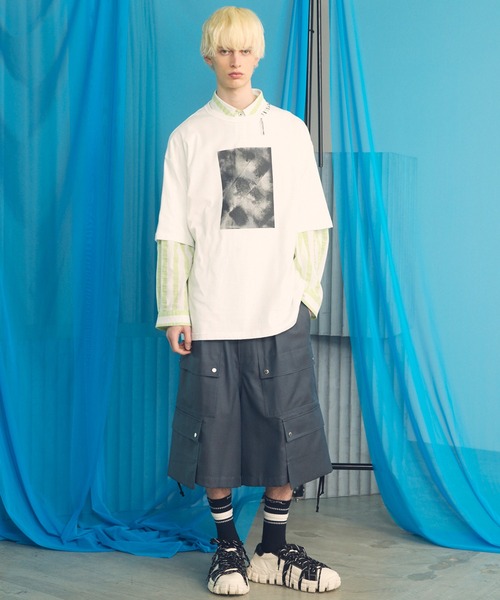 MAISON SPECIAL（メゾンスペシャル）の「《UNISEX》【Italian Dead Stock Fabric】Prime-Over Long Sleeve Regular Collar Shirt/【イタリアンデッドストックファブリック】プライムオーバーロングスリーブレギュラーカラーシャツ【MAISON SPECIAL/メゾンスペシャル】（シャツ/ブラウス・メンズ・ライトグリーン/ライトブルー/その他1/ブルー・0/2/1）」の12枚目の写真