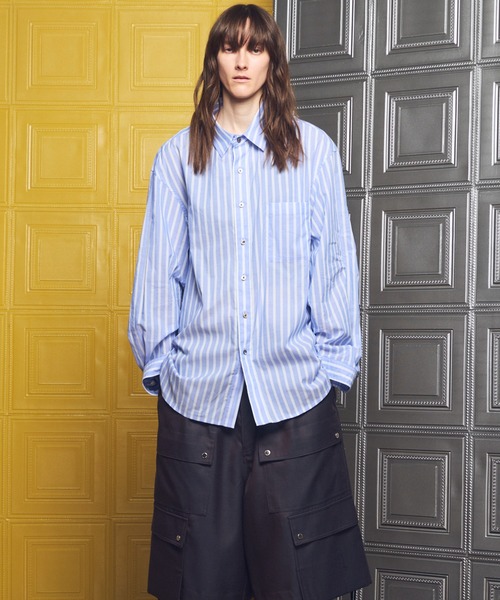 MAISON SPECIAL（メゾンスペシャル）の「《UNISEX》【Italian Dead Stock Fabric】Prime-Over Long Sleeve Regular Collar Shirt/【イタリアンデッドストックファブリック】プライムオーバーロングスリーブレギュラーカラーシャツ【MAISON SPECIAL/メゾンスペシャル】（シャツ/ブラウス・メンズ・ライトグリーン/ライトブルー/その他1/ブルー・0/2/1）」の13枚目の写真