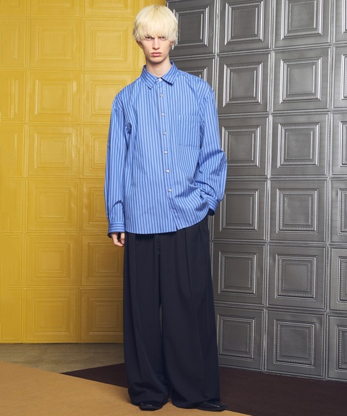 MAISON SPECIAL（メゾンスペシャル）の「《UNISEX》【Italian Dead Stock Fabric】Prime-Over Long Sleeve Regular Collar Shirt/【イタリアンデッドストックファブリック】プライムオーバーロングスリーブレギュラーカラーシャツ【MAISON SPECIAL/メゾンスペシャル】（シャツ/ブラウス・メンズ・ライトグリーン/ライトブルー/その他1/ブルー・0/2/1）」の7枚目の写真