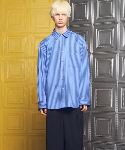 MAISON SPECIAL（メゾンスペシャル）の「《UNISEX》【Italian Dead Stock Fabric】Prime-Over Long Sleeve Regular Collar Shirt/【イタリアンデッドストックファブリック】プライムオーバーロングスリーブレギュラーカラーシャツ【MAISON SPECIAL/メゾンスペシャル】（シャツ/ブラウス・メンズ・ライトグリーン/ライトブルー/その他1/ブルー・0/2/1）」の16枚目の写真