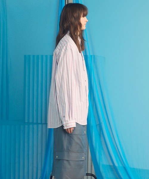 MAISON SPECIAL（メゾンスペシャル）の「《UNISEX》【Italian Dead Stock Fabric】Prime-Over Long Sleeve Regular Collar Shirt/【イタリアンデッドストックファブリック】プライムオーバーロングスリーブレギュラーカラーシャツ【MAISON SPECIAL/メゾンスペシャル】（シャツ/ブラウス・メンズ・ライトグリーン/ライトブルー/その他1/ブルー・0/2/1）」の20枚目の写真