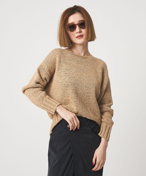 conte（コンテ）の「＜conte＞テープヤーン ボートネックニット（ニット/セーター・レディース・ネイビー/ベージュ・FREE）」の6枚目の写真