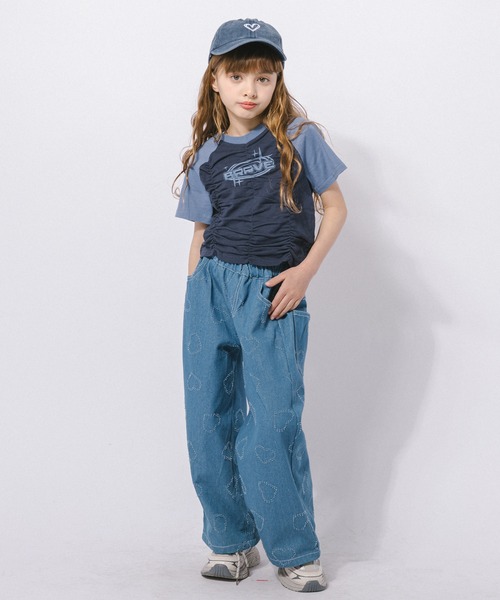 URBAN CHERRY(アーバンチェリー)の「【綿100%/吸水速乾】プラネットロゴギャザーラグランTシャツ(Tシャツ/カットソー・キッズ・ブルー/ピンク/ブラック・150cm/140cm/130cm/120cm/110cm)」の11枚目の写真