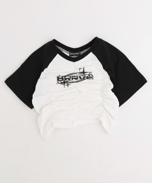 URBAN CHERRY(アーバンチェリー)の「【綿100%/吸水速乾】プラネットロゴギャザーラグランTシャツ(Tシャツ/カットソー・キッズ・ブルー/ピンク/ブラック・150cm/140cm/130cm/120cm/110cm)」の12枚目の写真