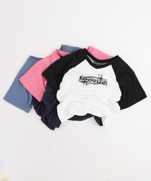 URBAN CHERRY(アーバンチェリー)の「【綿100%/吸水速乾】プラネットロゴギャザーラグランTシャツ(Tシャツ/カットソー・キッズ・ブルー/ピンク/ブラック・150cm/140cm/130cm/120cm/110cm)」の16枚目の写真