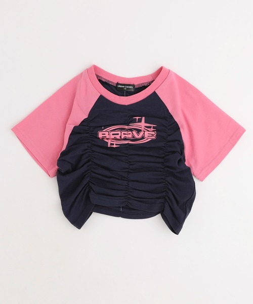 URBAN CHERRY(アーバンチェリー)の「【綿100%/吸水速乾】プラネットロゴギャザーラグランTシャツ(Tシャツ/カットソー・キッズ・ブルー/ピンク/ブラック・150cm/140cm/130cm/120cm/110cm)」の14枚目の写真