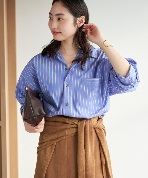 plage（プラージュ）の「Stripe PJ シャツ（シャツ/ブラウス・レディース・ブラウン/サックスブルー・FREE）」の19枚目の写真