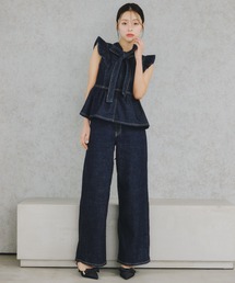 JILL by JILL STUART（ジルバイジルスチュアート）の「SOMETHING 別注レースアップワイドデニムパンツ（デニムパンツ）」