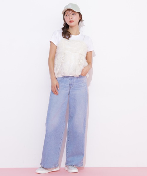 JILL by JILL STUART（ジルバイジルスチュアート）の「SOMETHING 別注レースアップワイドデニムパンツ（デニムパンツ・レディース・ネイビー/ブルー/ピンク・SMALL/MEDIUM）」の14枚目の写真