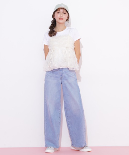 JILL by JILL STUART（ジルバイジルスチュアート）の「SOMETHING 別注レースアップワイドデニムパンツ（デニムパンツ・レディース・ネイビー/ブルー/ピンク・SMALL/MEDIUM）」の15枚目の写真