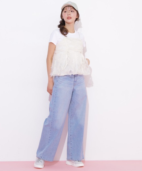 JILL by JILL STUART（ジルバイジルスチュアート）の「SOMETHING 別注レースアップワイドデニムパンツ（デニムパンツ・レディース・ネイビー/ブルー/ピンク・SMALL/MEDIUM）」の16枚目の写真