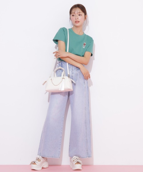 JILL by JILL STUART（ジルバイジルスチュアート）の「SOMETHING 別注レースアップワイドデニムパンツ（デニムパンツ・レディース・ネイビー/ブルー/ピンク・SMALL/MEDIUM）」の12枚目の写真