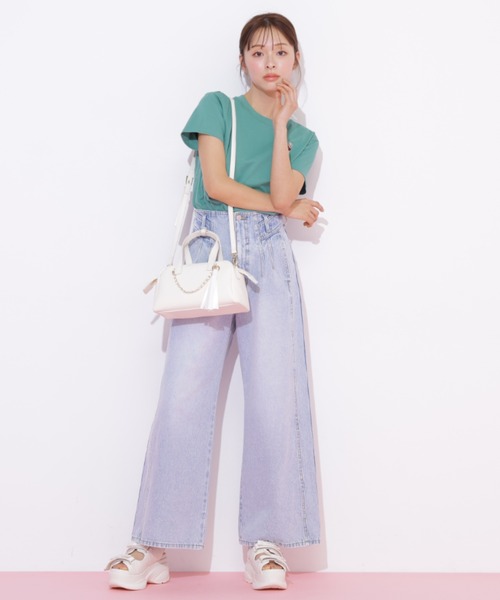 JILL by JILL STUART（ジルバイジルスチュアート）の「SOMETHING 別注レースアップワイドデニムパンツ（デニムパンツ・レディース・ネイビー/ブルー/ピンク・SMALL/MEDIUM）」の13枚目の写真