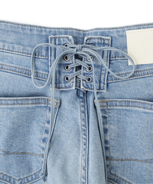 JILL by JILL STUART(ジルバイジルスチュアート)の「SOMETHING 別注レースアップワイドデニムパンツ(デニムパンツ・レディース・ネイビー/ブルー/ピンク・SMALL/MEDIUM)」の21枚目の写真
