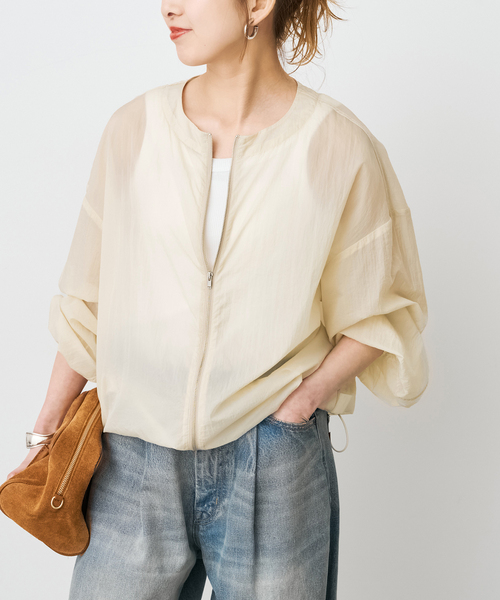 Spick & Span（スピックアンドスパン）の「《WEB限定 / 追加》シアーフロントZIPブルゾン（その他アウター・レディース・ベージュ/グレー・FREE）」の17枚目の写真
