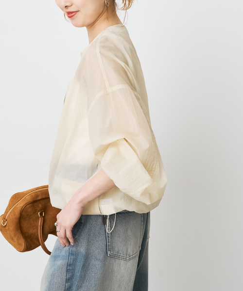 Spick & Span（スピックアンドスパン）の「《WEB限定 / 追加》シアーフロントZIPブルゾン（その他アウター・レディース・ベージュ/グレー・FREE）」の20枚目の写真