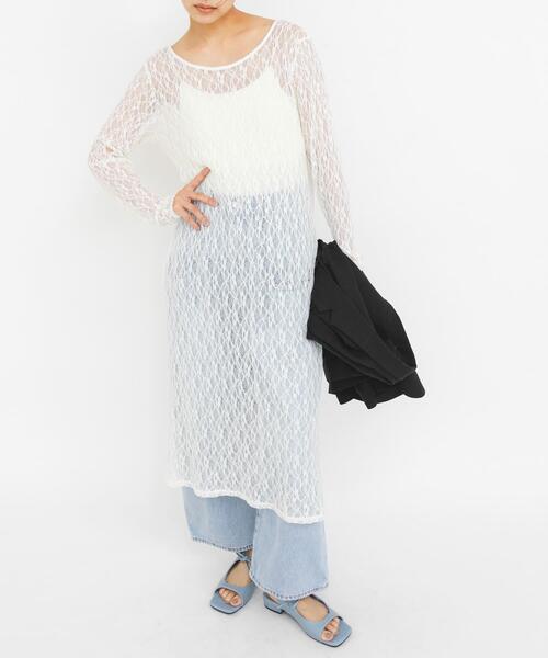 KBF（ケイビーエフ）の「レースロングワンピース（ワンピース・レディース・オフホワイト/ブラック・ONE）」の7枚目の写真