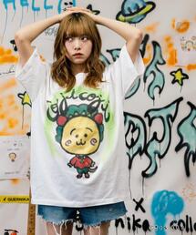 guernika/ゲルニカ/Drooping COJI-COJI Thumb Doll Spray T-shirt / White