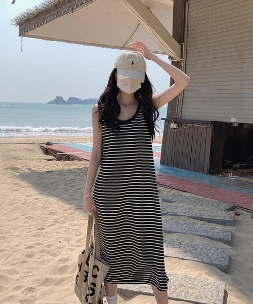 Ritzy(リッツィー)の「ボーダー柄ノースリーブワンピース(ワンピース・レディース・ブラック/ホワイト・L/M)」の22枚目の写真