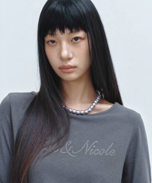 NICK&NICOLE(ニックアンドニコール)の「LETTERING GRAPHIC TOP_CHARCOAL(Tシャツ/カットソー・レディース・その他・FREE)」の3枚目の写真