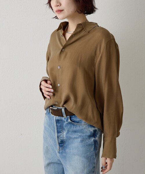 Whim Gazette（ウィムガゼット）の「キュプラフィブリルシャツ（シャツ/ブラウス・レディース・カーキ/ブラウン/ベージュ・FREE）」の16枚目の写真