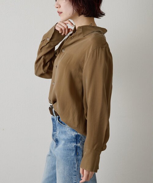 Whim Gazette（ウィムガゼット）の「キュプラフィブリルシャツ（シャツ/ブラウス・レディース・カーキ/ブラウン/ベージュ・FREE）」の17枚目の写真
