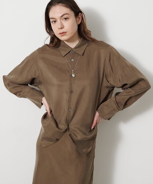 Whim Gazette（ウィムガゼット）の「キュプラフィブリルシャツ（シャツ/ブラウス・レディース・カーキ/ブラウン/ベージュ・FREE）」の3枚目の写真