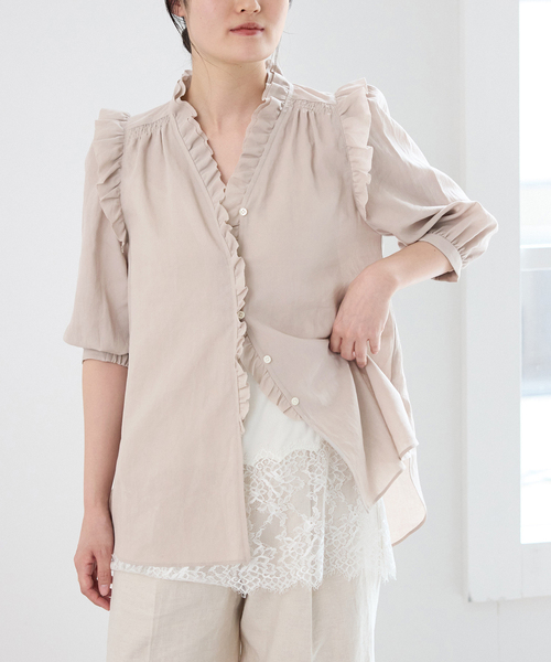 IENA(イエナ)の「《一部店舗限定》 コットンシュリンク7分袖ブラウス(シャツ/ブラウス・レディース・レッド/ベージュ系その他/ホワイト/ネイビー・FREE)」の21枚目の写真