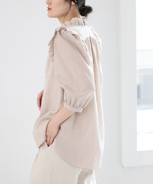 IENA(イエナ)の「コットンシュリンク7分袖ブラウス(シャツ/ブラウス・レディース・レッド/ベージュ系その他/ホワイト/ネイビー・FREE)」の22枚目の写真
