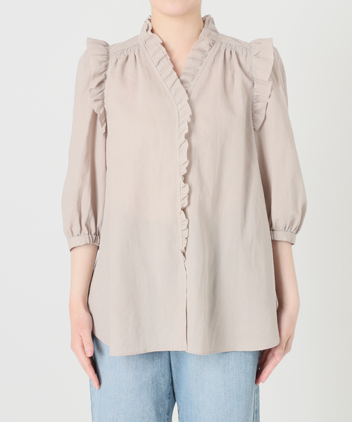 IENA(イエナ)の「《一部店舗限定》 コットンシュリンク7分袖ブラウス(シャツ/ブラウス・レディース・レッド/ベージュ系その他/ホワイト/ネイビー・FREE)」の10枚目の写真