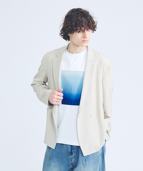 ABAHOUSE（アバハウス）の「【セットアップ対応】デニムライクツイル ダブルジャケット（テーラードジャケット・メンズ・ブラック/ベージュ/インディゴブルー・46/48）」の3枚目の写真