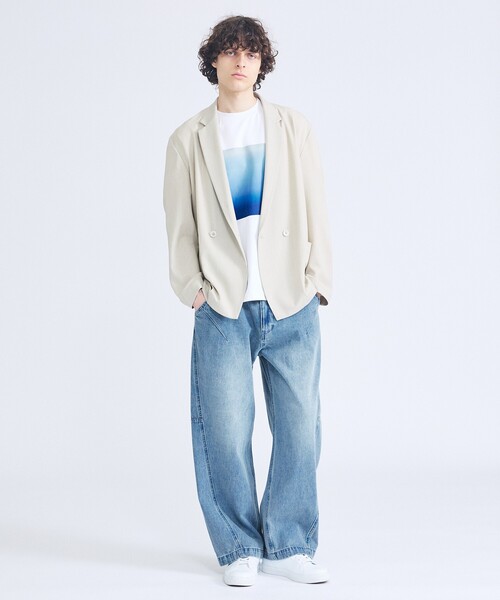 ABAHOUSE（アバハウス）の「【セットアップ対応】デニムライクツイル ダブルジャケット（テーラードジャケット・メンズ・ブラック/ベージュ/インディゴブルー・46/48）」の4枚目の写真