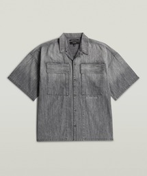 G-STAR | 2 Pocket Boxy Shirt/オーバーサイズ2ポケットライトウェイトブラックデニムシャツ(シャツ/ブラウス)