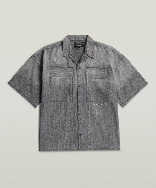 G-STAR(ジースター)の「2 Pocket Boxy Shirt/オーバーサイズ2ポケットライトウェイトブラックデニムシャツ(シャツ/ブラウス・メンズ・グレー・X-LARGE/LARGE/X-SMALL/MEDIUM/SMALL)」の1枚目の写真
