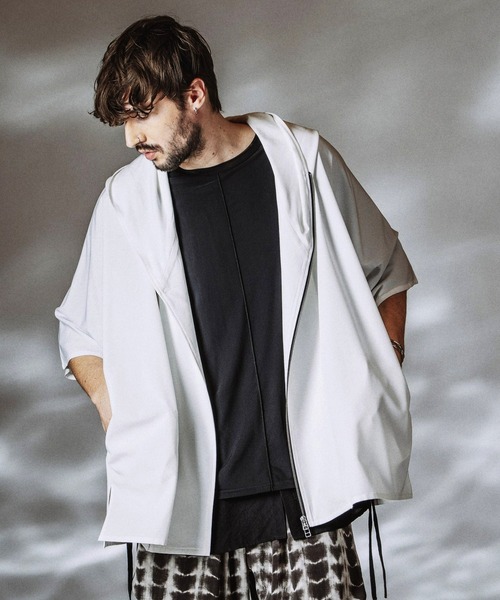 NO ID.(ノーアイディ)の「【NO ID.】Hood Dolman Zip Big Shirt / フード ドルマン ジップ ビッグ シャツ(シャツ/ブラウス・メンズ・その他23/グレー/ブラック/ホワイト・ONE SIZE)」の5枚目の写真