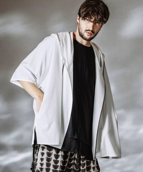 NO ID.(ノーアイディ)の「【NO ID.】Hood Dolman Zip Big Shirt / フード ドルマン ジップ ビッグ シャツ(シャツ/ブラウス・メンズ・その他23/グレー/ブラック/ホワイト・ONE SIZE)」の6枚目の写真