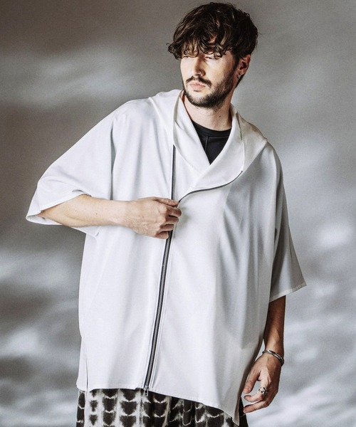 NO ID.(ノーアイディ)の「【NO ID.】Hood Dolman Zip Big Shirt / フード ドルマン ジップ ビッグ シャツ(シャツ/ブラウス・メンズ・その他23/グレー/ブラック/ホワイト・ONE SIZE)」の12枚目の写真