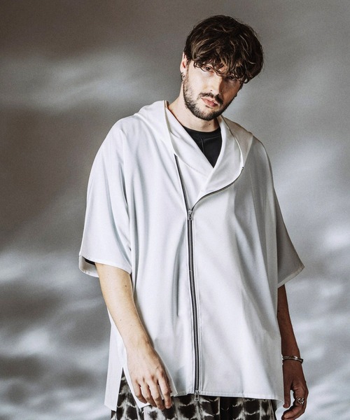 NO ID.(ノーアイディ)の「【NO ID.】Hood Dolman Zip Big Shirt / フード ドルマン ジップ ビッグ シャツ(シャツ/ブラウス・メンズ・その他23/グレー/ブラック/ホワイト・ONE SIZE)」の13枚目の写真