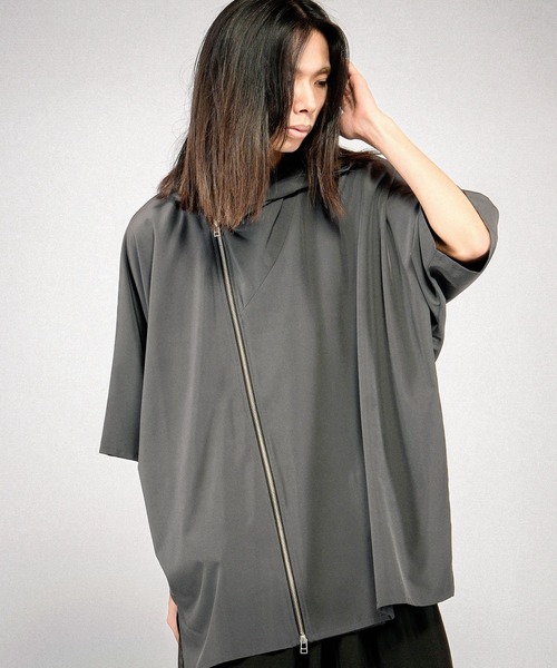 NO ID.(ノーアイディ)の「【NO ID.】Hood Dolman Zip Big Shirt / フード ドルマン ジップ ビッグ シャツ(シャツ/ブラウス・メンズ・その他23/グレー/ブラック/ホワイト・ONE SIZE)」の21枚目の写真