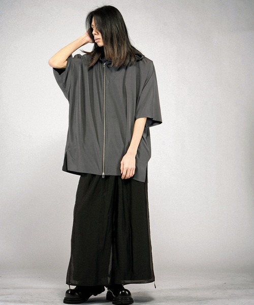 NO ID.(ノーアイディ)の「【NO ID.】Hood Dolman Zip Big Shirt / フード ドルマン ジップ ビッグ シャツ(シャツ/ブラウス・メンズ・その他23/グレー/ブラック/ホワイト・ONE SIZE)」の22枚目の写真