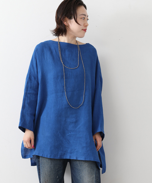 JOURNAL STANDARD LUXE（ジャーナルスタンダード　ラックス）の「エアリネンボートネック-ブラウス（シャツ/ブラウス・レディース・ネイビー/ベージュ/ブルー・FREE）」の3枚目の写真