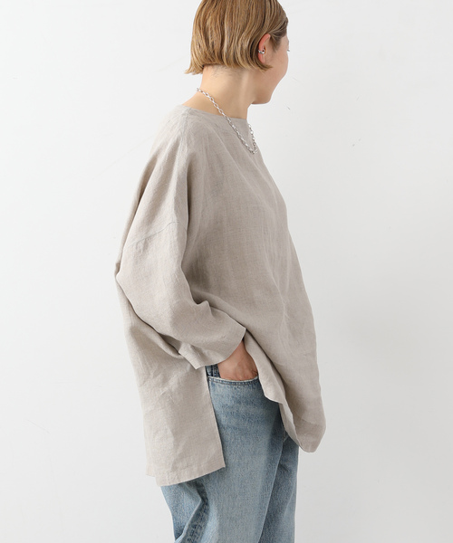 JOURNAL STANDARD LUXE（ジャーナルスタンダード　ラックス）の「エアリネンボートネック-ブラウス（シャツ/ブラウス・レディース・ネイビー/ベージュ/ブルー・FREE）」の5枚目の写真
