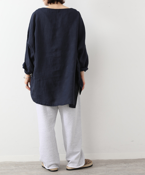 JOURNAL STANDARD LUXE（ジャーナルスタンダード　ラックス）の「エアリネンボートネック-ブラウス（シャツ/ブラウス・レディース・ネイビー/ベージュ/ブルー・FREE）」の10枚目の写真
