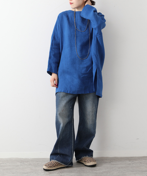 JOURNAL STANDARD LUXE（ジャーナルスタンダード　ラックス）の「エアリネンボートネック-ブラウス（シャツ/ブラウス・レディース・ネイビー/ベージュ/ブルー・FREE）」の13枚目の写真
