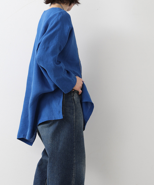 JOURNAL STANDARD LUXE（ジャーナルスタンダード　ラックス）の「エアリネンボートネック-ブラウス（シャツ/ブラウス・レディース・ネイビー/ベージュ/ブルー・FREE）」の14枚目の写真