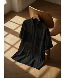 ATON/エイトン】GIZA STRIPE OVERSIZED SHORT SLEEVE SHIRT/ギザ