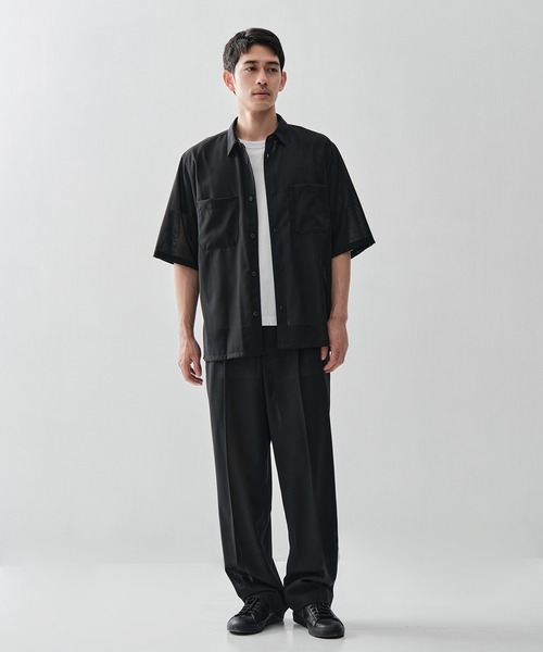 ATON(エイトン)の「【ATON / エイトン】別注TWIST WOOL GAUZE SHORT SLEEVE SHIRT(シャツ/ブラウス・メンズ・ネイビー/ブラック/グレー・2/4/6)」の9枚目の写真